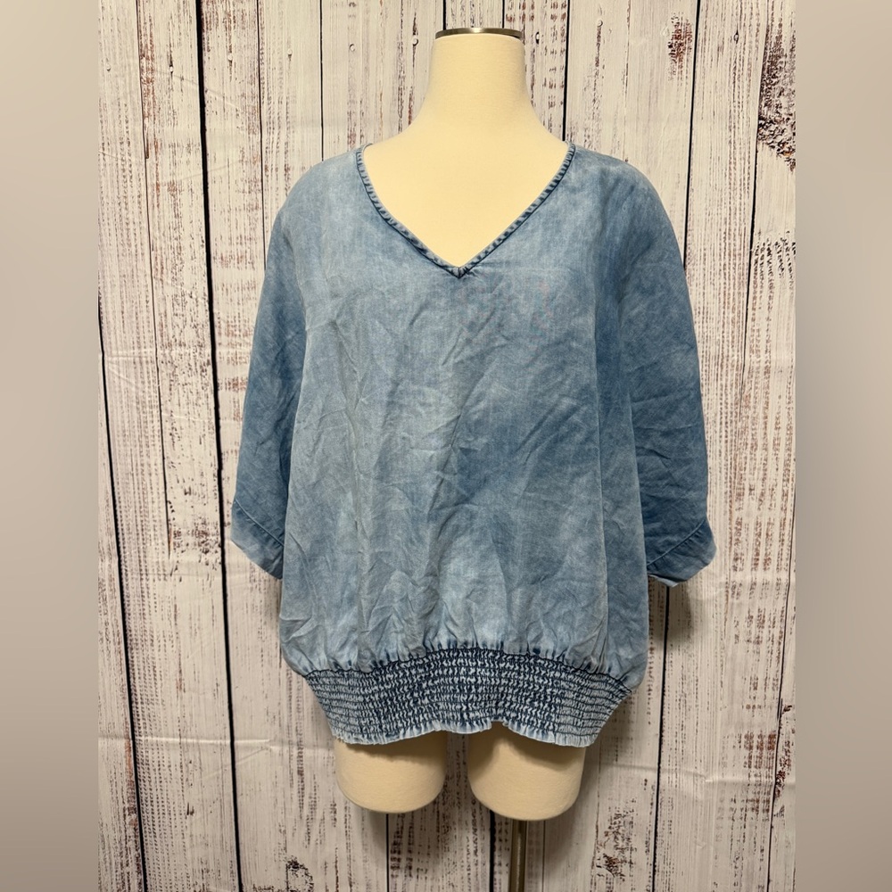 Marc New York Light Blue V-Neck Blouse